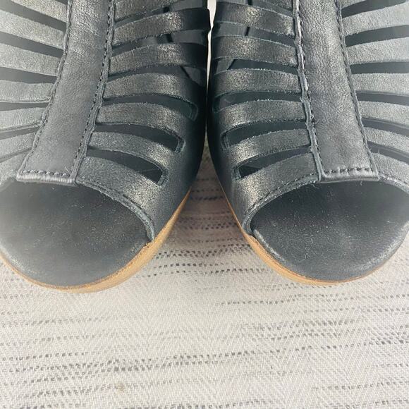 Paul Green Black Tasha Open Toe Laser Cut Platform Heeled Booties Size 5.5 - Picture 4 of 11